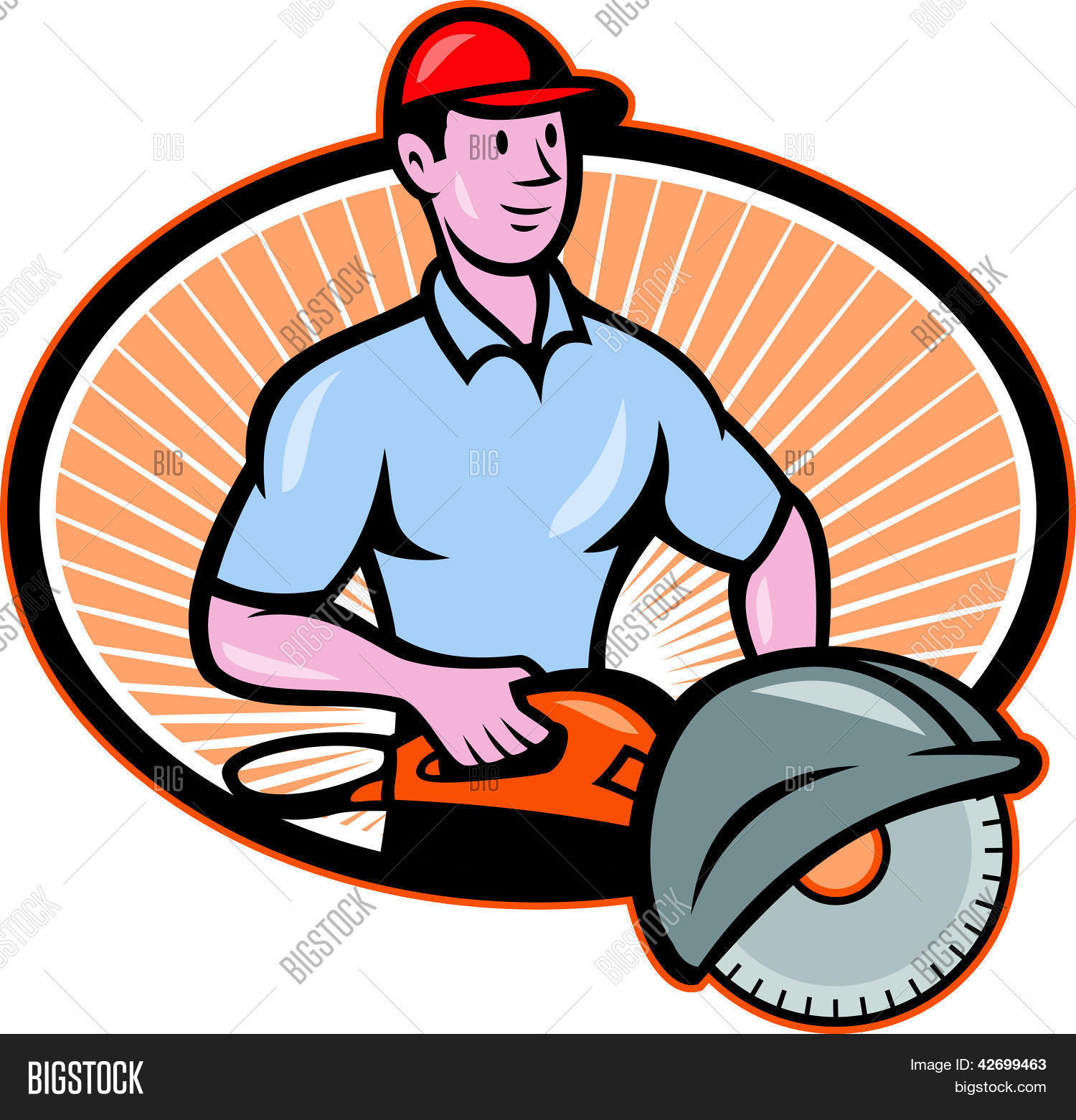 建筑工人混凝土锯 consaw 卡通 库存矢量图和库存照片 | bigstock