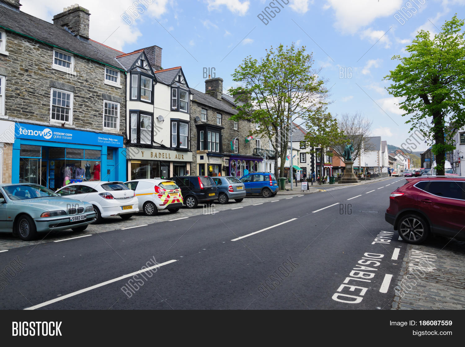 bala wales uk - may 3 2017: the high street in bala a market