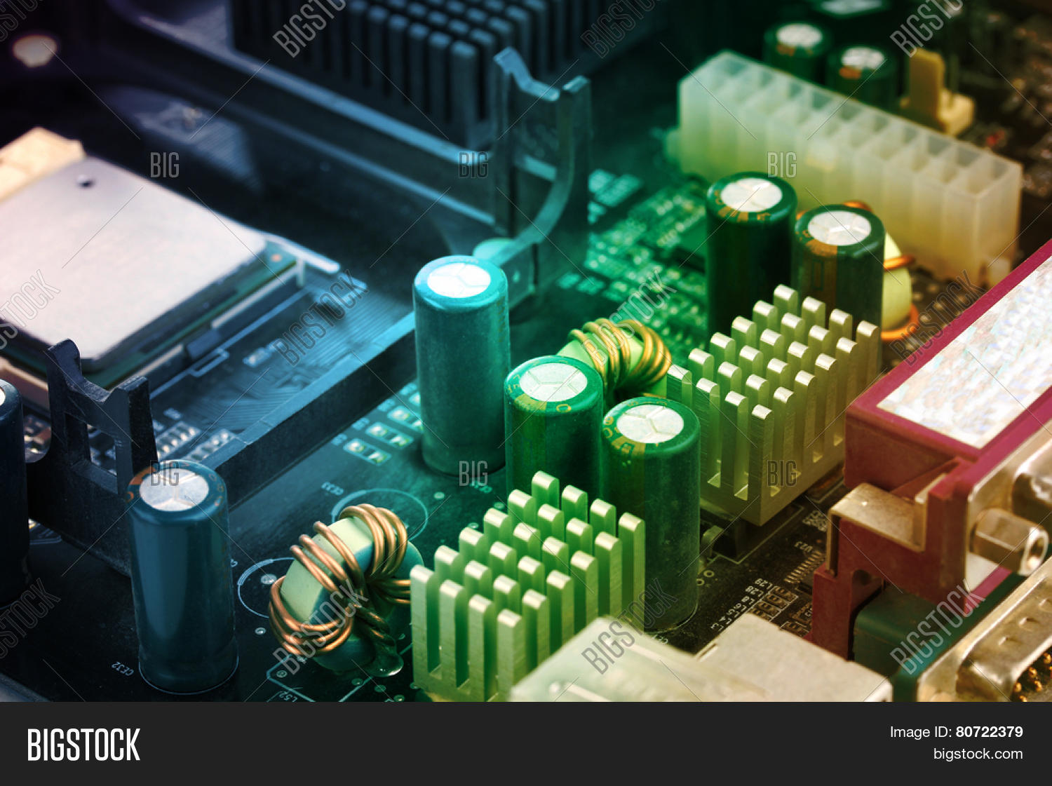 modern electronic board. motherboard close-up