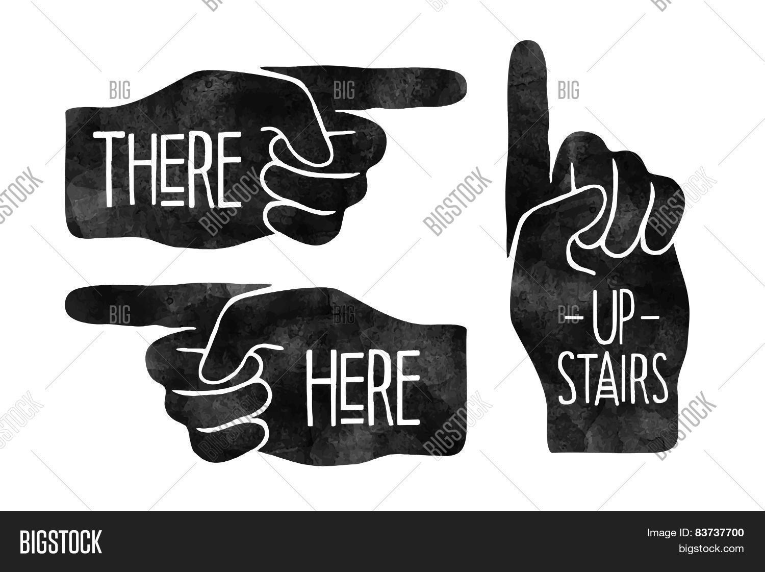 black hand silhouettes with pointing finger