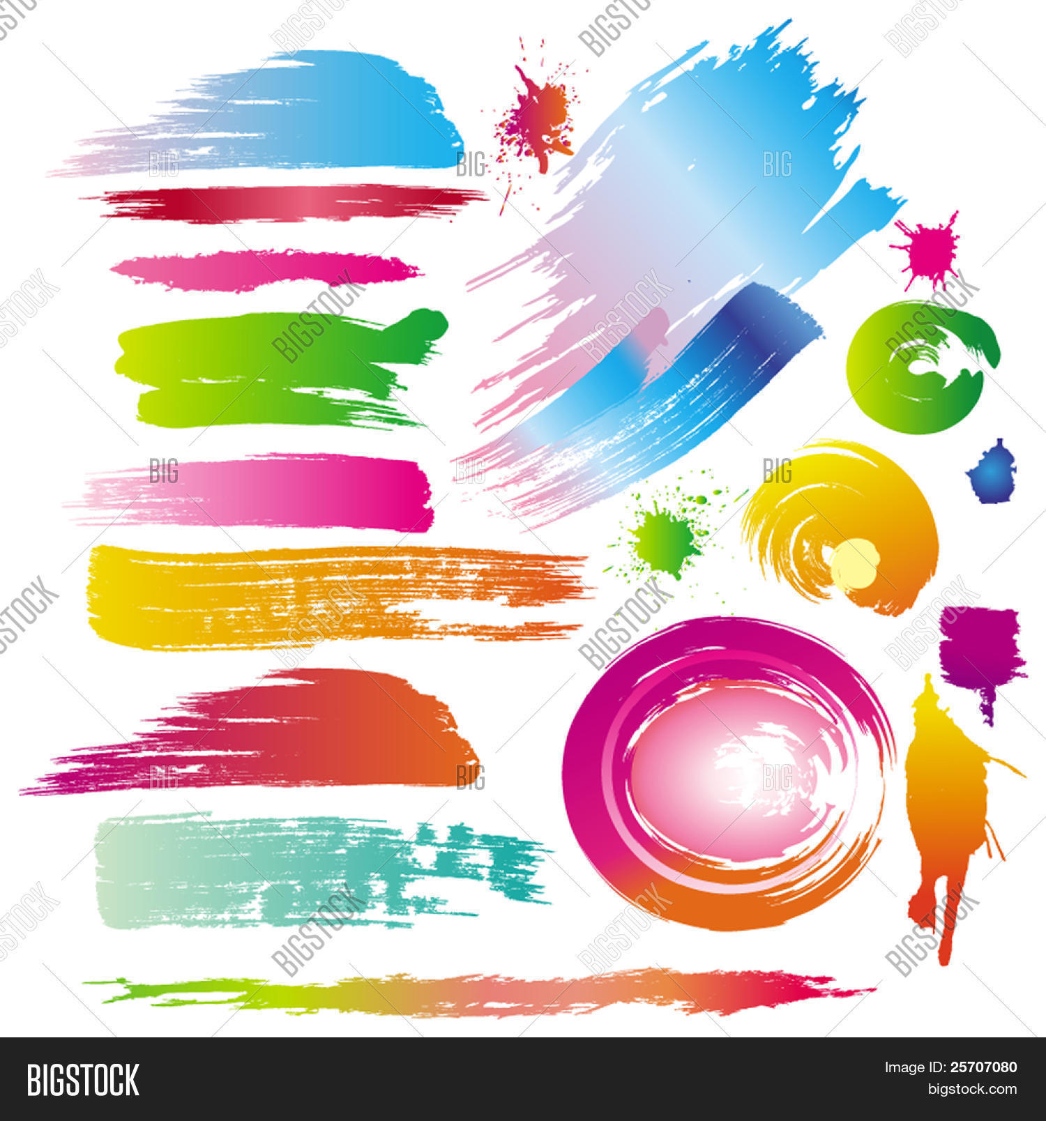 颜色油漆溅和线的画笔.矢量