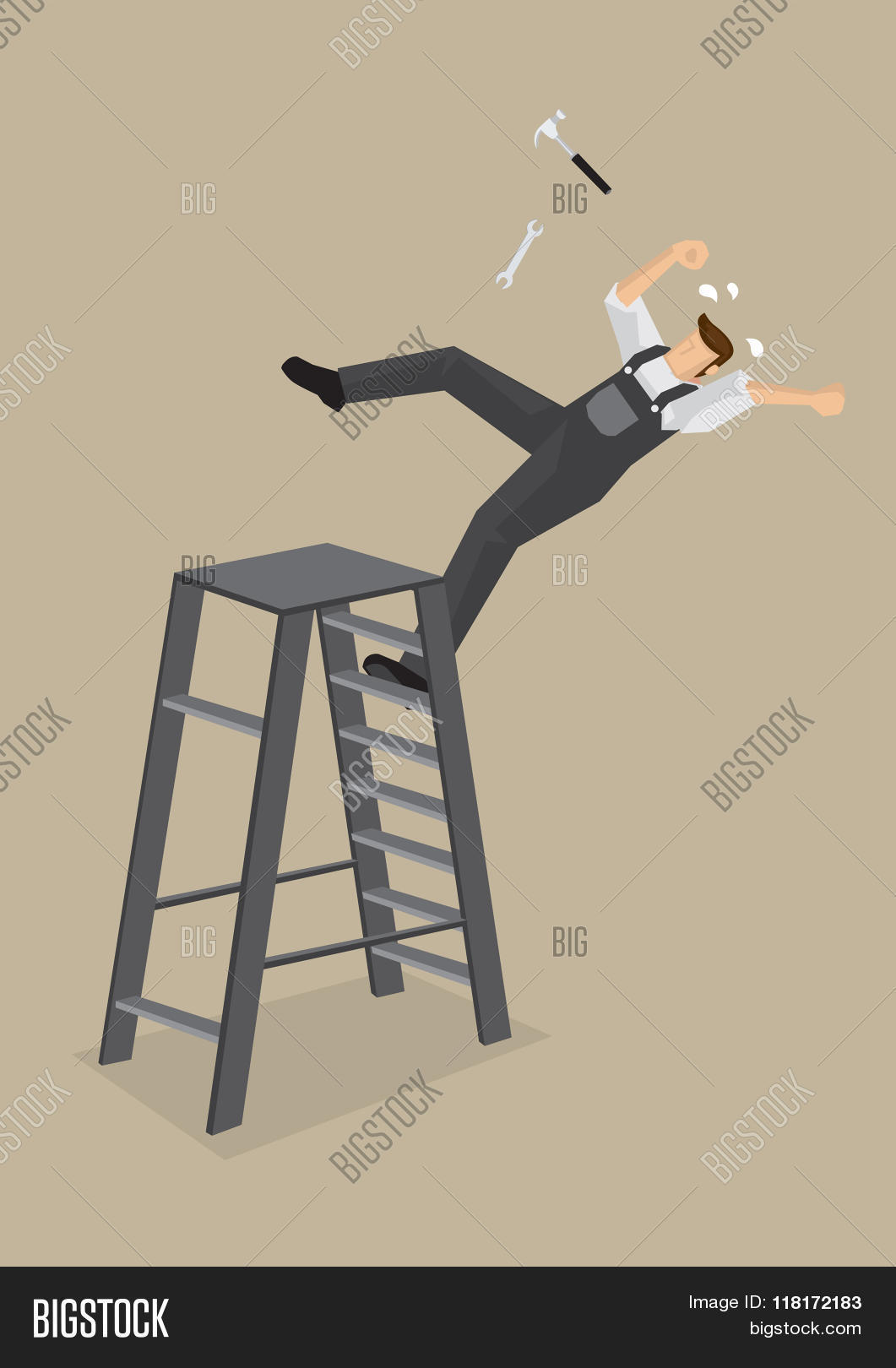 vector cartoon illustration on work accident concept iso