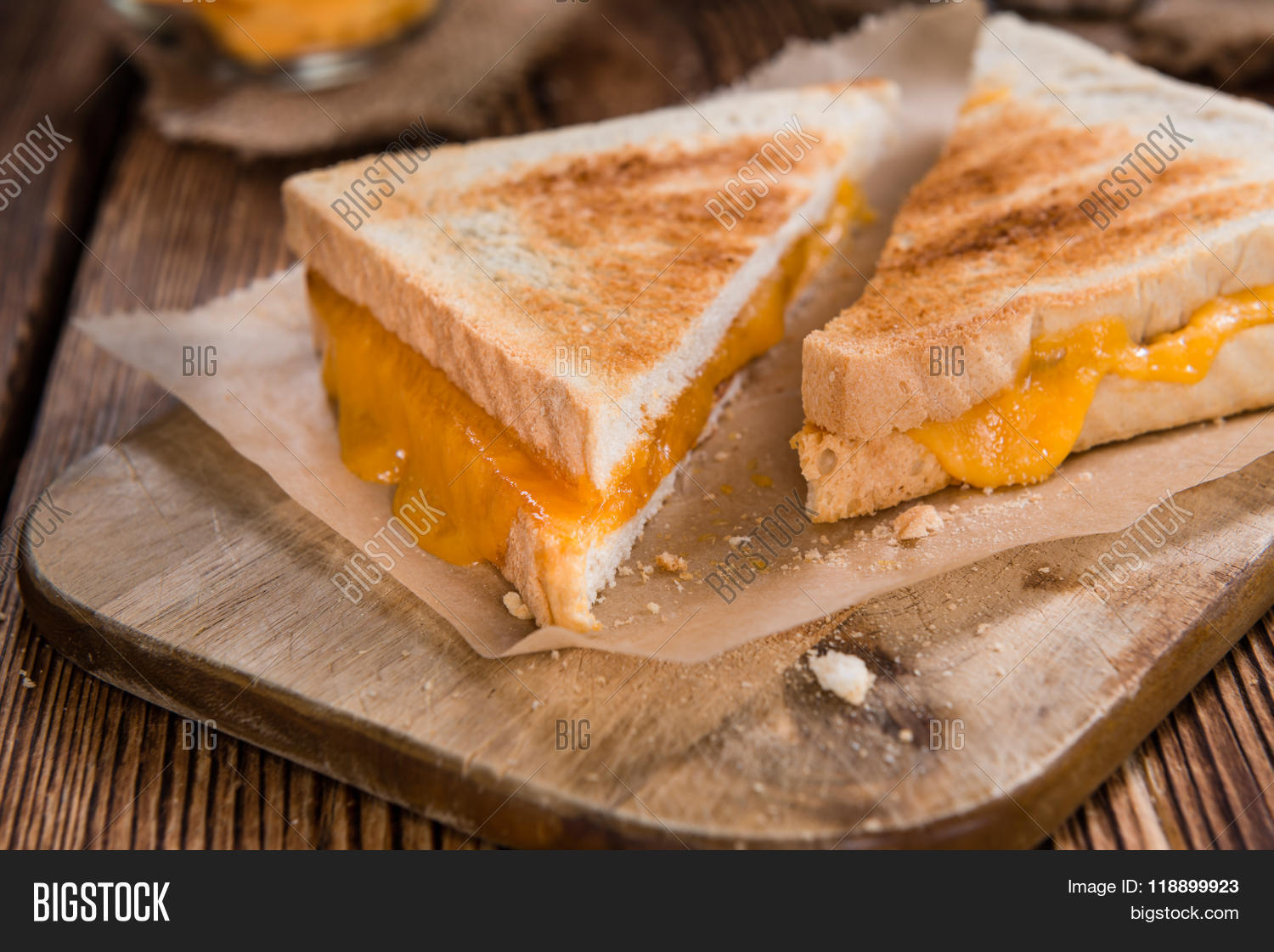 cheese sandwich (selective focus) on vintage wooden background