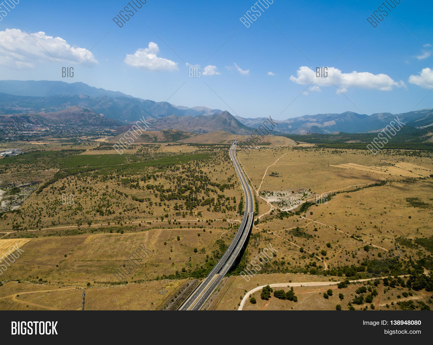 aerial view of sicily highway in italy