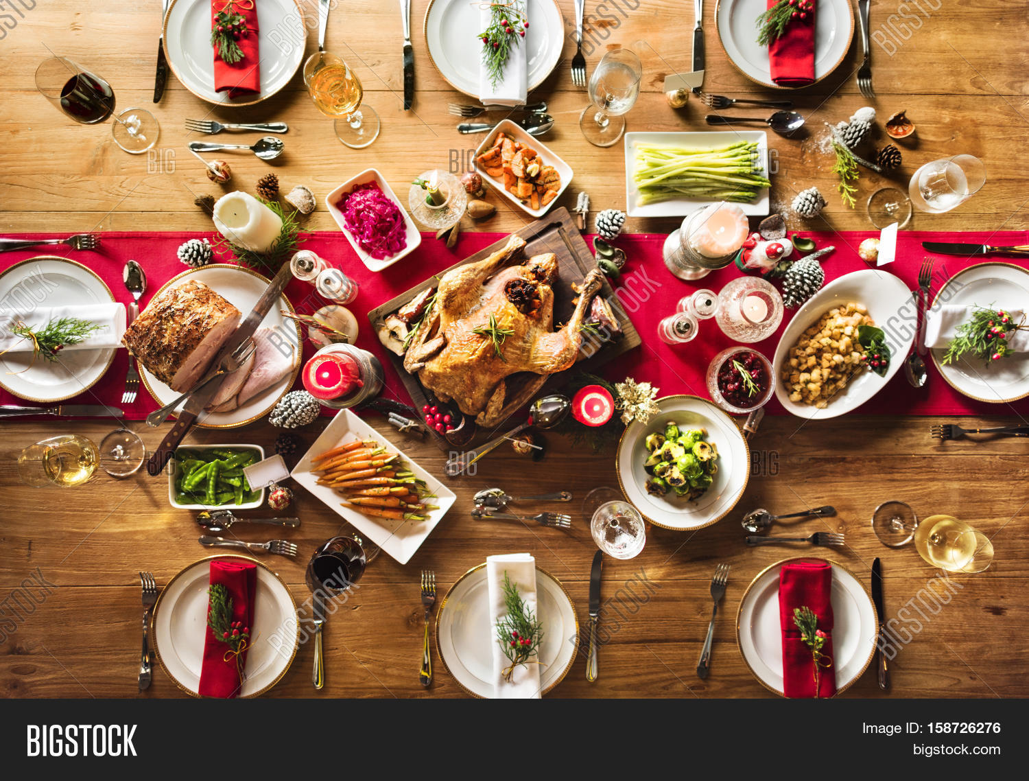 christmas family dinner table concept