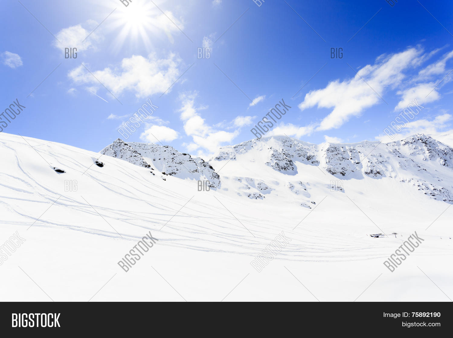 winter mountains, snow-capped peaks of the italian alps
