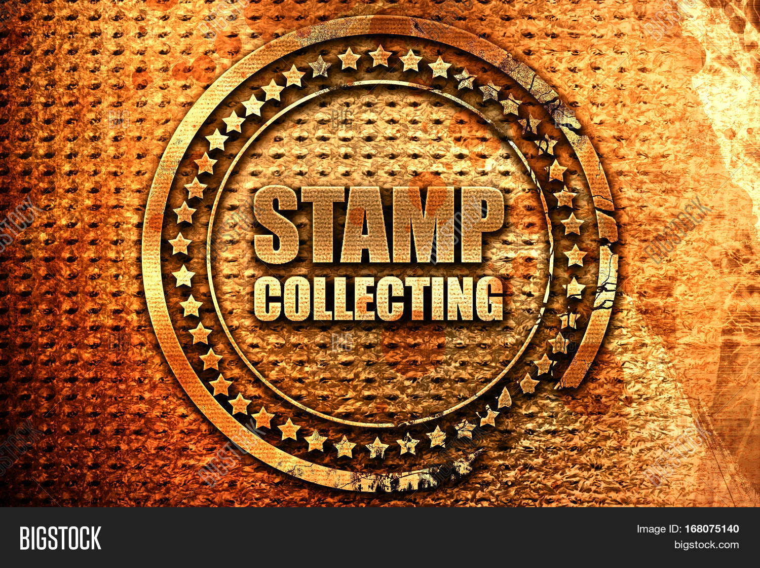 stamp collecting, 3d rendering, grunge metal stamp