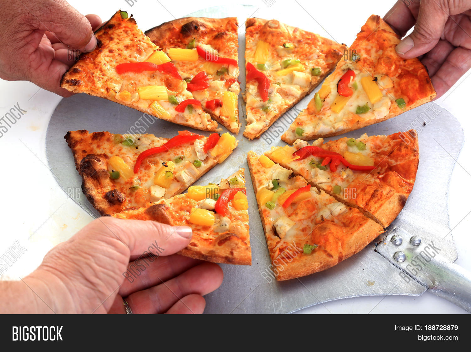 hawaiian pizza isolated on a white background