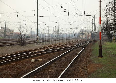 railroad tracks in the fog