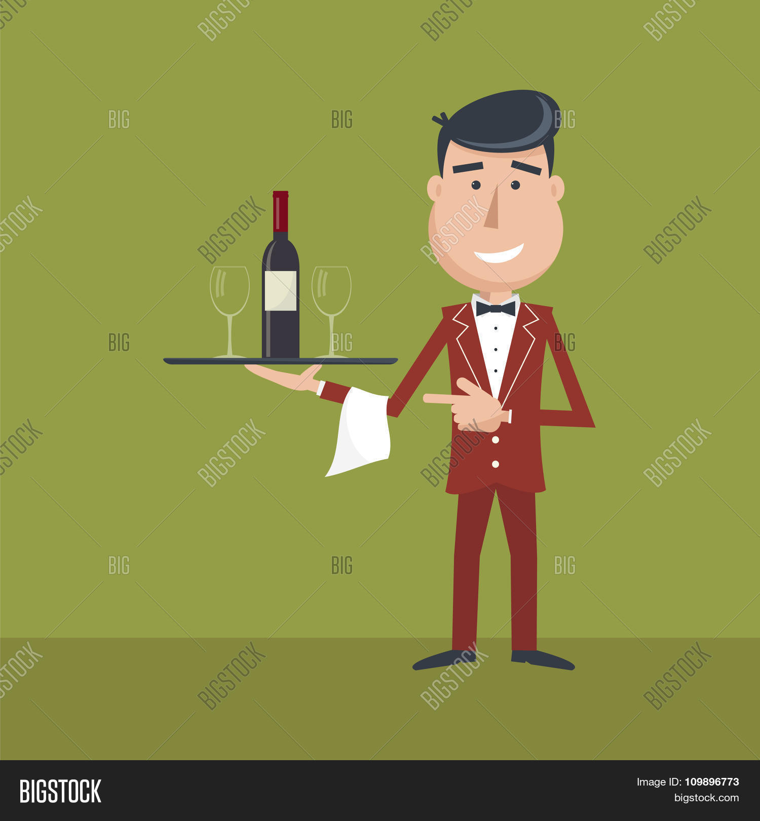 waiter with wine bottle and wine glass.