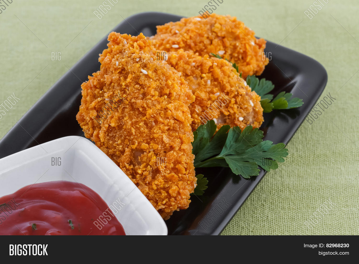 fried chicken wings, closeup