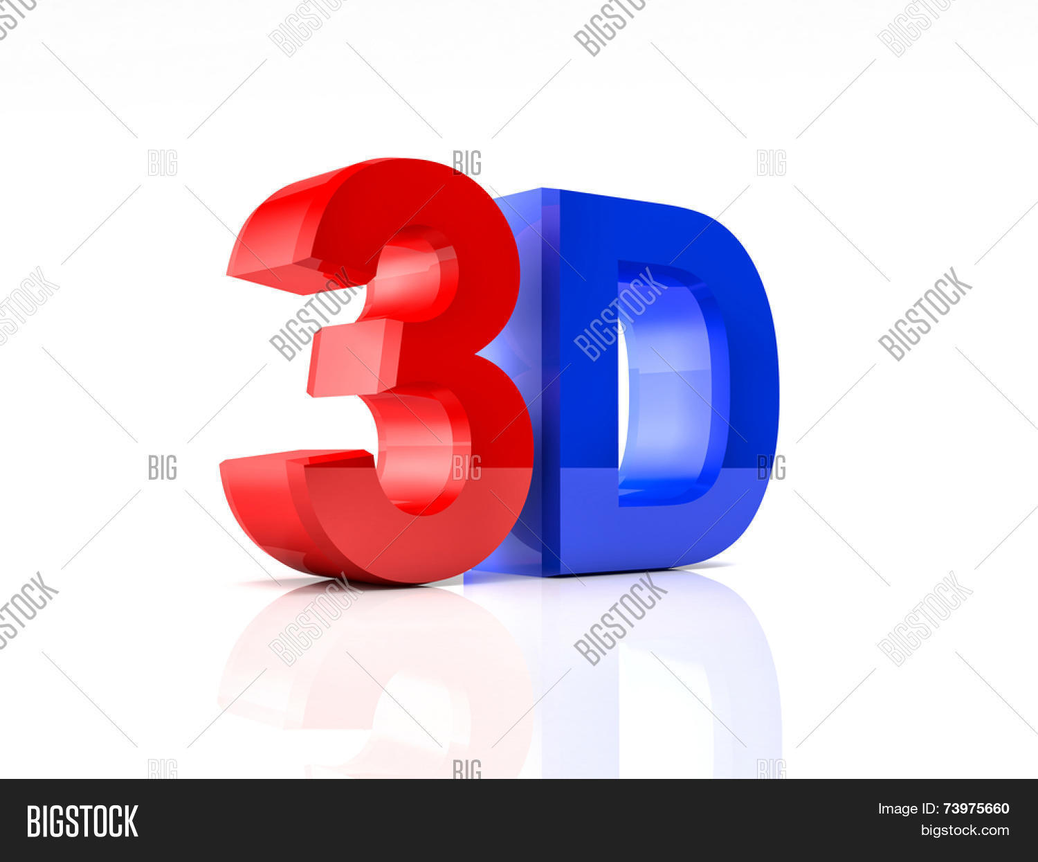 red and blue 3d text