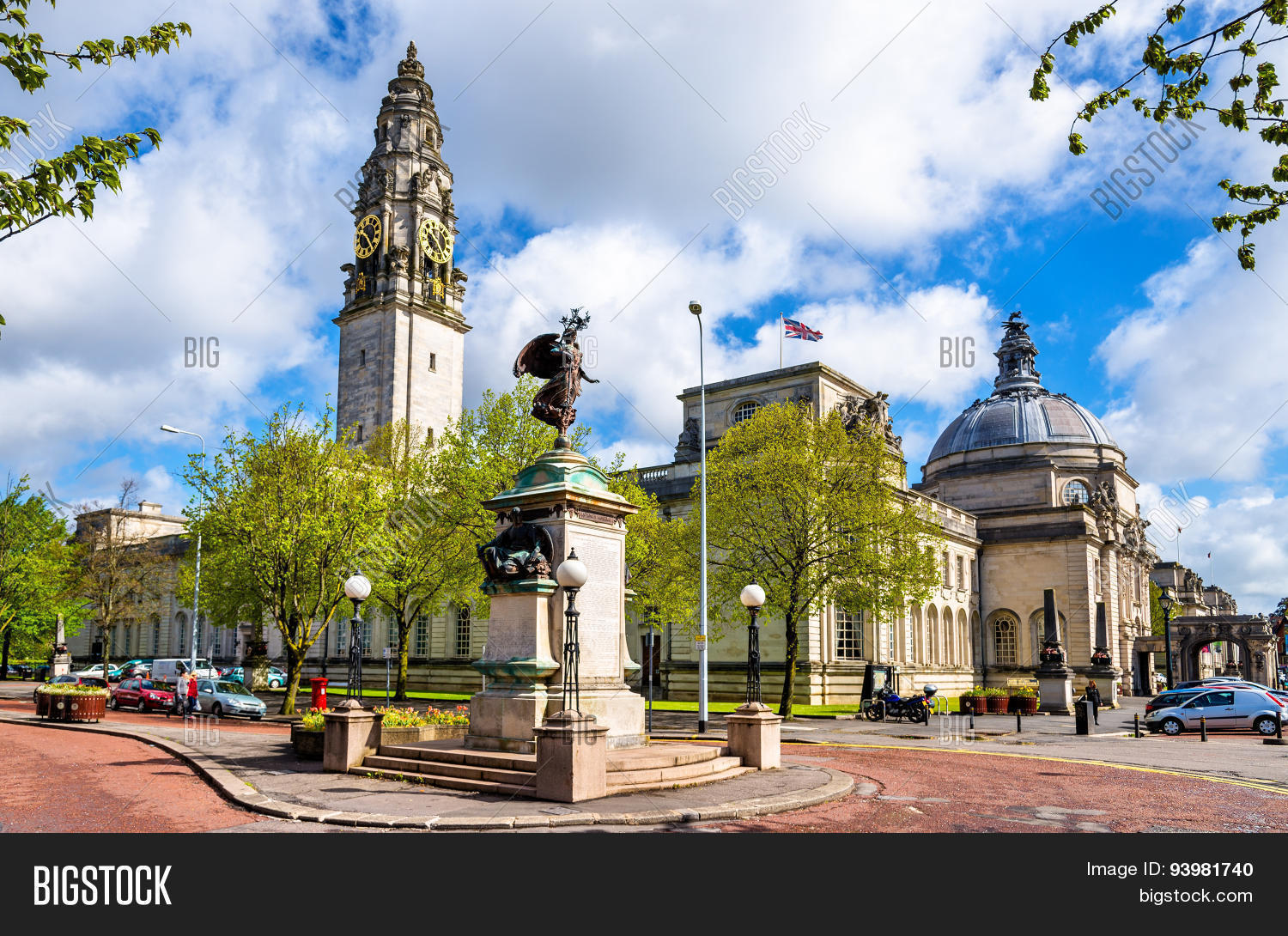 view of city hall of cardiff - wales great britain
