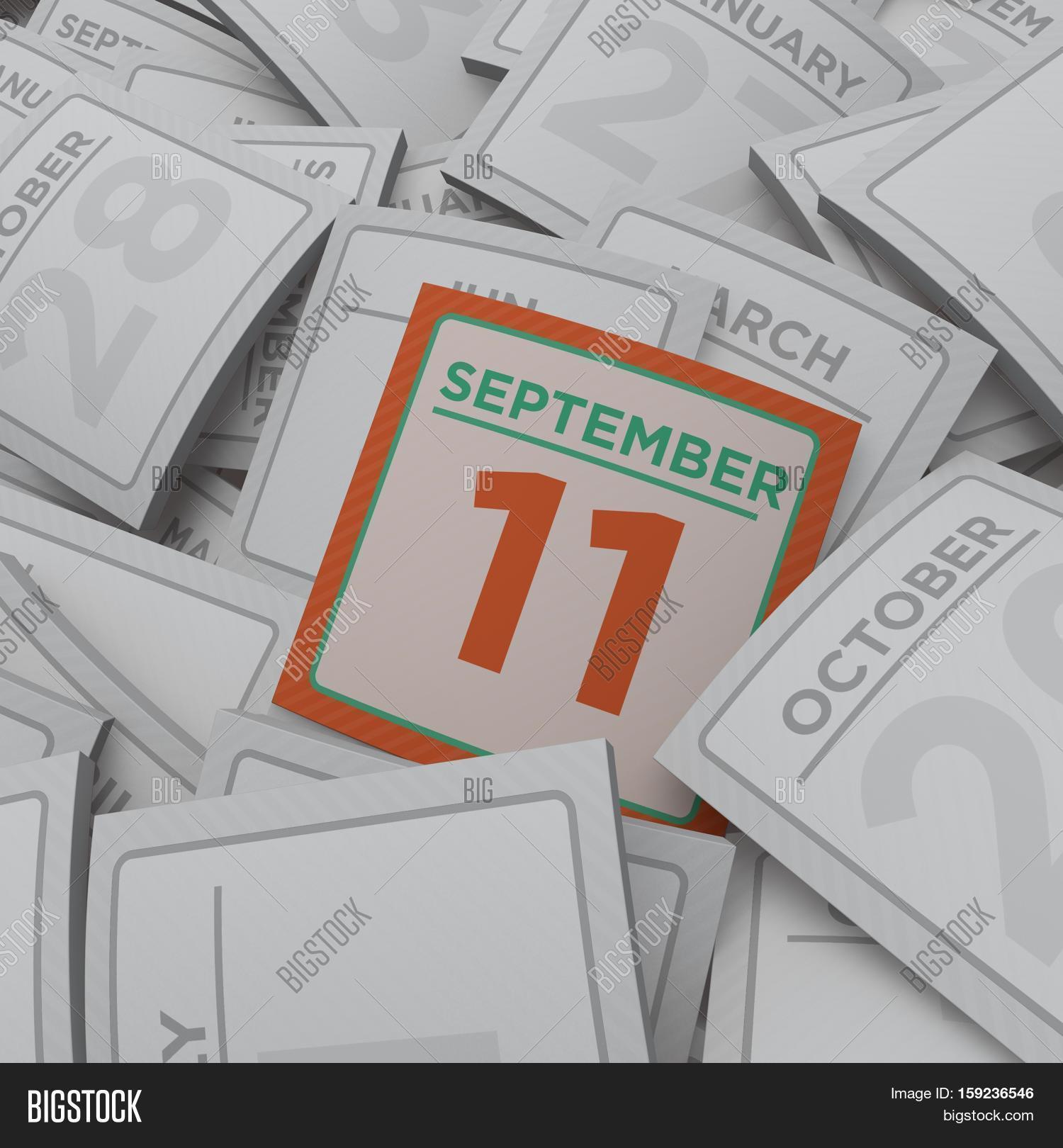 3d rendering random calendar pages september 11